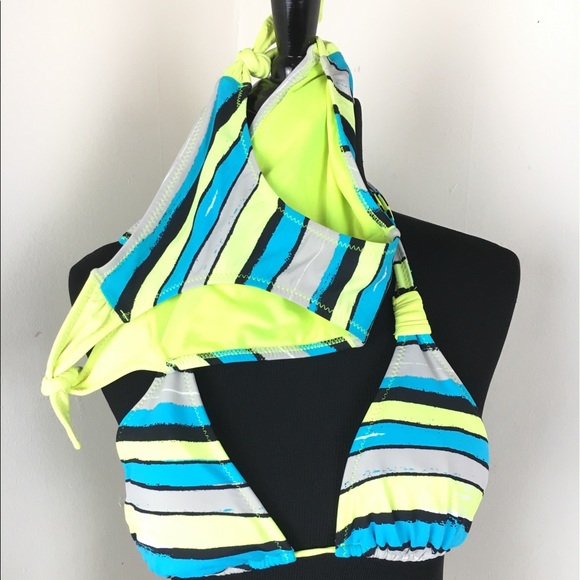 Forever 21 Other - FOREVER 21 SWIMSUIT 2 PIECE BLUE STRIPES NEON S/M